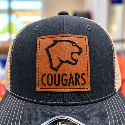 Cougar Leather Patch Hat - Heathered Navy and Khaki